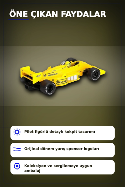 1987 Monaco GP Birincisi Ayrton Senna Lotus 99T #12 1/64 Olcekte Model Araba BX-313381