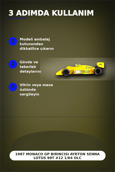 1987 Monaco GP Birincisi Ayrton Senna Lotus 99T #12 1/64 Olcekte Model Araba BX-313381