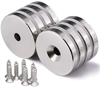 2 Adet 25x10/5x5,5 mm Neodyum Mıknatıs Havşa Delikli Magnet Vida Atılabilir N35 Nikel Paslanmaz