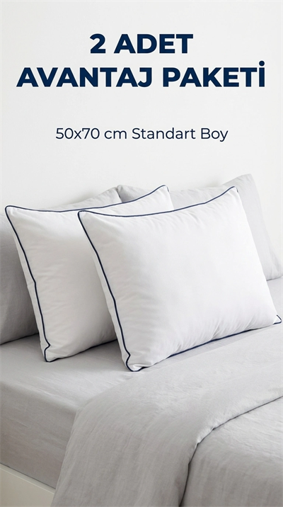 2 Adet Anti-Alerjik Nano Jel Yastık 50x70 Yıkanabilir Pamuk