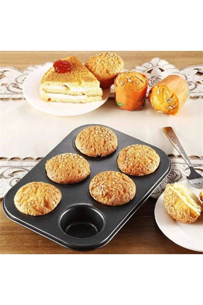 2 Adet Cupcake Fırın Kalıbı 6 Büyük Bölmeli Muffin Kek Kalıbı