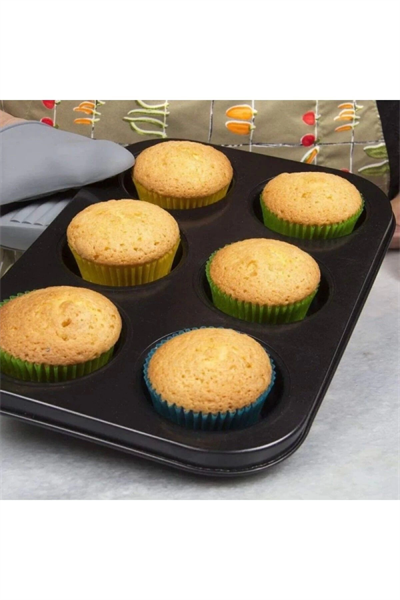 2 Adet Cupcake Fırın Kalıbı 6 Büyük Bölmeli Muffin Kek Kalıbı