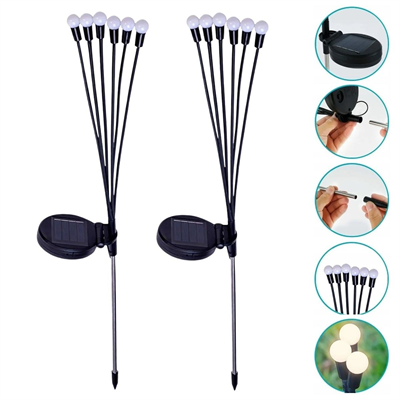 2 Adet Güneş Enerjili Plastik Bahçe Lambası – LED Dış Mekan Top Aydınlatma, Otomatik Açılıp Kapanan Solar Işık