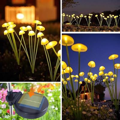 2 Adet Plastik Mantar Solar Bahçe Lambası – Güneş Enerjili LED Dış Mekan Aydınlatma, Otomatik Sensörlü Dekoratif Bahçe Işığı (3936)