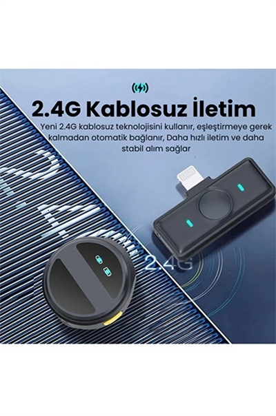 2 Adet Profesyonel Kablosuz Yaka Mikrofonu Lighting Uyumlu Manyetik Klipsli