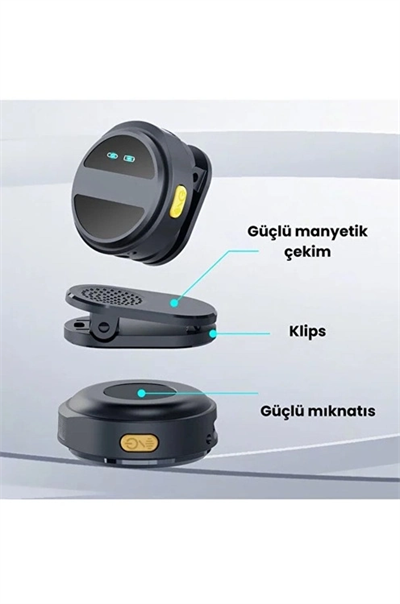 2 Adet Profesyonel Kablosuz Yaka Mikrofonu Lighting Uyumlu Manyetik Klipsli