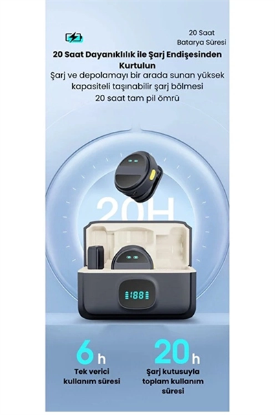 2 Adet Profesyonel Kablosuz Yaka Mikrofonu Typce Uyumlu Manyetik Klipsli