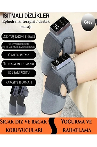 2 Adet Şarjlı Isıtmalı Diz Masaj Aleti – Titreşimli Fizyoterapi Dizlik | Diz Omuz Kol Bacak