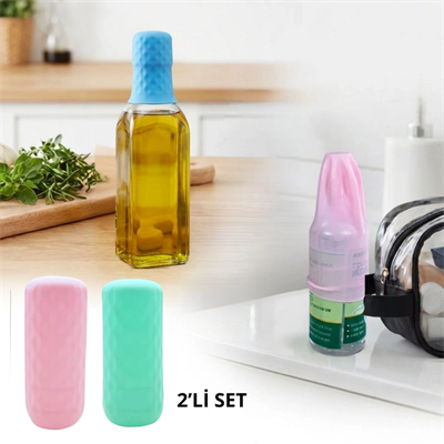 2 Adet Silikon Şişe Kapağı – Seyahat Tipi Sızdırmaz Elastik Şampuan, Losyon Ve Parfüm Şişesi Koruyucu Bx40