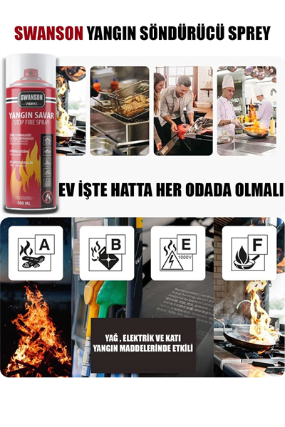 2 Adet Yangın Söndürücü - Yangın Savar Sprey 500ml + 500 Ml  Ev - Ofis - Oto Araç   Ateş Boğucu Köpük Tabaka Oluşturur Bx40