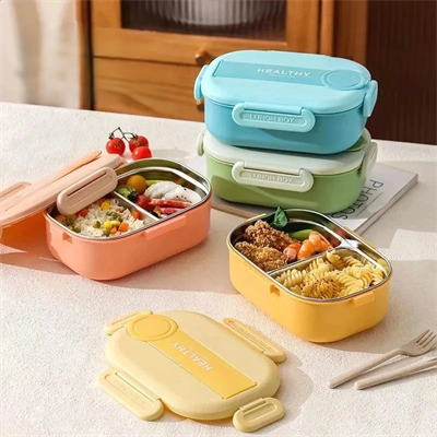 2 Bölmeli Yemek Kabı - 304 Paslanmaz Çelik - 900 ml