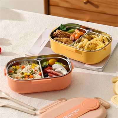 2 Bölmeli Yemek Kabı - 304 Paslanmaz Çelik - 900 ml