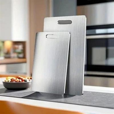 2 Boy Paslanmaz Çelik Leke Tutmaz,Kırılmaz,Antibakteriyel,Elde ve Bulaşık Makinesinde Yıkanabilen Meyve,Sebze,Et,Tavuk Kesim Panosu (3936)