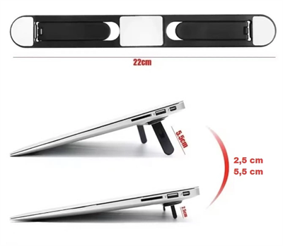 2 Kademeli Katlanabilir Ve Yapışkanlı Laptop Standı Siyah Bx40