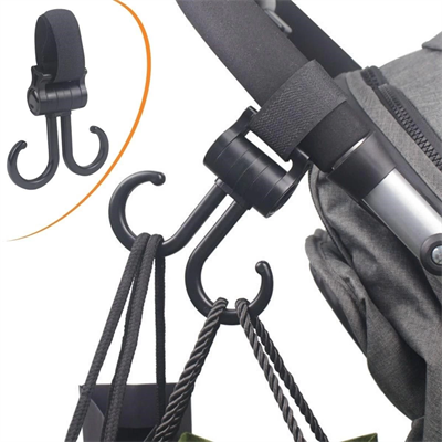 2 Kancalı Askı Bebek Arabasına Uyumlu Cırtlı  Eşya Taşıma Aparatı 360 Derece Dönebilen Plastik Kanca