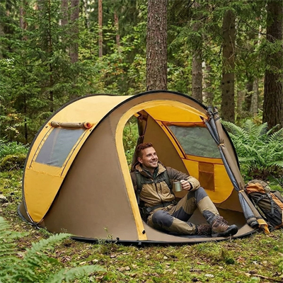 2 Kişilik Vagon Tipi Yarı Otomatik Kamp Çadırı – Çift Kapılı, Çift Pencereli, Hafif Taşınabilir Outdoor Doğa Çadırı 220x120x90 Cm Bx40