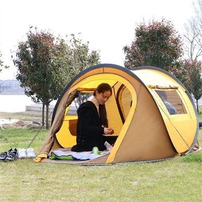2 Kişilik Vagon Tipi Yarı Otomatik Kamp Çadırı – Çift Kapılı, Çift Pencereli, Hafif Taşınabilir Outdoor Doğa Çadırı 220x120x90 Cm Bx40