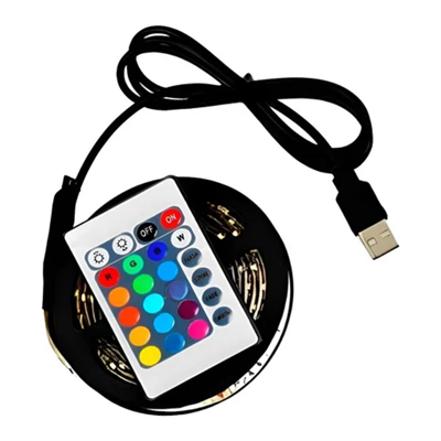 2 Metre Kumandalı USB LED Şerit Işık – Renk Ayarlı Dekoratif Ortam ve Ambiyans Aydınlatması