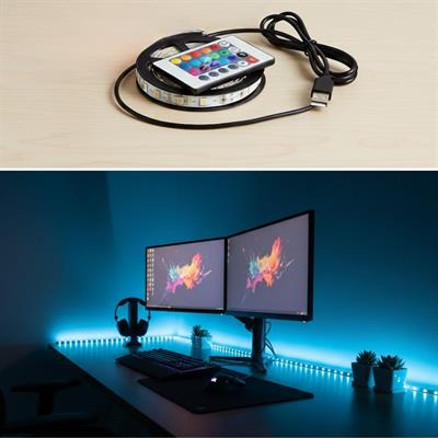 2 Metre Kumandalı USB LED Şerit Işık – Renk Ayarlı Dekoratif Ortam ve Ambiyans Aydınlatması (3936)