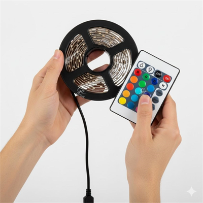 2 Metre Kumandalı USB LED Şerit Işık – Renk Ayarlı Dekoratif Ortam ve Ambiyans Aydınlatması