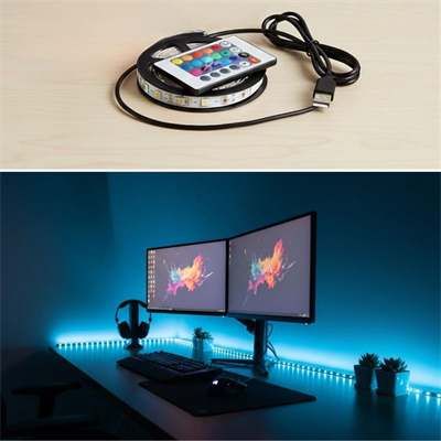 2 Metre Kumandalı USB LED Şerit Işık – Renk Ayarlı Dekoratif Ortam ve Ambiyans Aydınlatması
