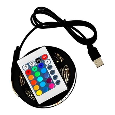 2 Metre Kumandalı USB LED Şerit Işık – Renk Ayarlı Dekoratif Ortam ve Ambiyans Aydınlatması (3936)