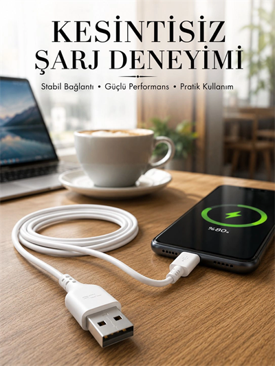 2 Metre Type-C Şarj Kablosu Güvenli ve Stabil Şarj Desteği