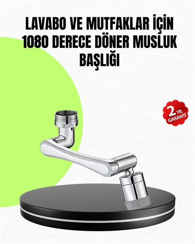 2 Modlu 1080° Dönebilen Musluk Başlığı Esnek 3 Eklemli Hareketli Tasarım
