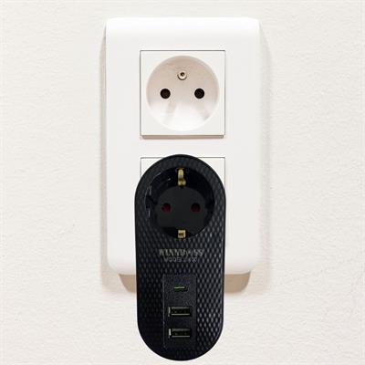 2 USB,1 TYPE-C Girişli 1'li Çocuk Korumalı,Isıya Karşı Dayanıklı 2500Watt Termal Akım Korumalı Priz (3936)