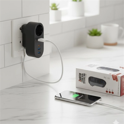 2 Usb,1 Type-c Girişli 1'li Çocuk Korumalı,ısıya Karşı Dayanıklı 2500watt Termal Akım Korumalı Priz Bx40