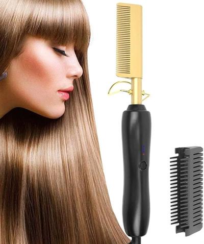 2 in 1 Elektrikli Isıtma Tarak Saç Düzleştirici Bigudi Islak Kuru Saç  Fırçası Saç Şekillendirici Egonex (3936)