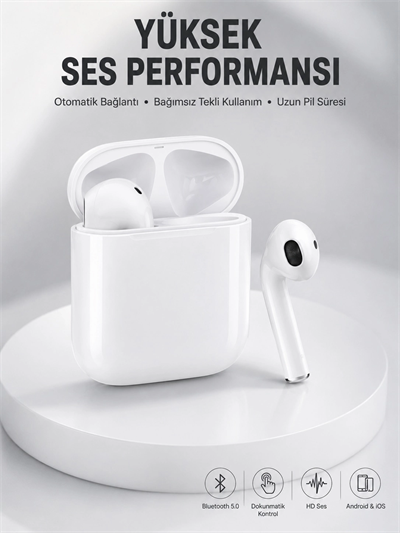 2. Nesil Bluetooth Android ve İOS Uyumlu Kablosuz Kulaklık Çağrı Cevaplama