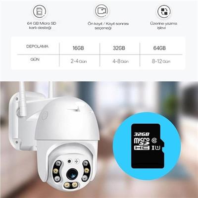 2.0 MP HD Lens İç Dış Mekan Suya Danıklı IP Wifi Network Güvenlik Kamerası Wifi Kamera (3936)