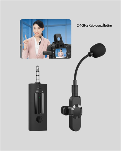 2.4 GHz Düşük Gecikmeli Kablosuz Ses Kayıt Mikrofonu