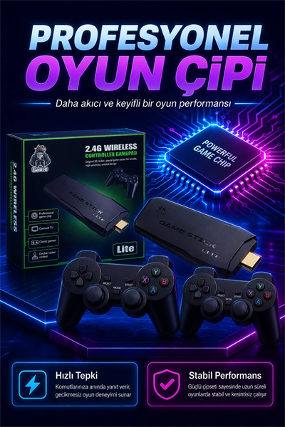 2.4G Kablosuz Gamepadli Mini Oyun Konsolu HDMI Destekli Retro Oyun Cihazı Seti