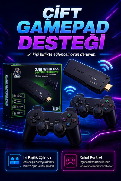 2.4G Kablosuz Gamepadli Mini Oyun Konsolu HDMI Destekli Retro Oyun Cihazı Seti
