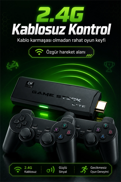 2.4G Kablosuz Oyun Konsolu HDMI TV Bağlantılı Çift Kollu Klasik Oyun Seti