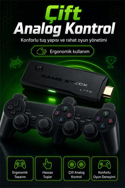 2.4G Kablosuz Oyun Konsolu HDMI TV Bağlantılı Çift Kollu Klasik Oyun Seti