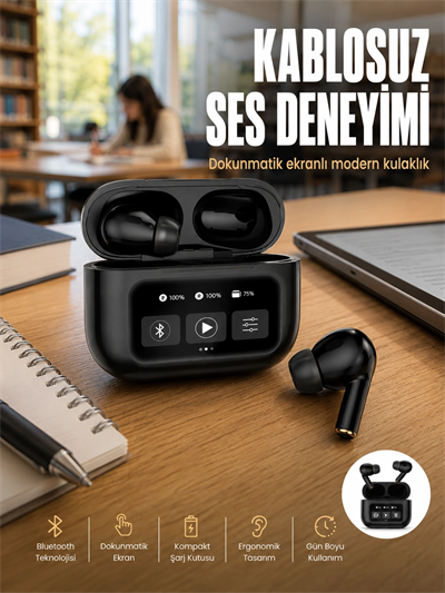 2.Nesil Pro Ekranlı Sesli Görüşme Yapabilen Kablosuz Bluetooth Kulaklık Yeni Nesil