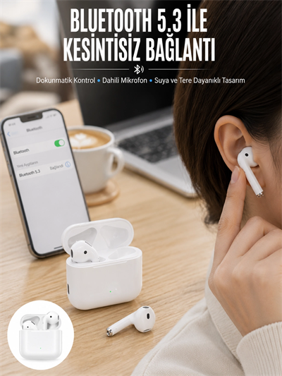 2.Nesil Yeni Model TWS Bluetooth Kulaklık Dokunmatik Kontrol Yüksek Ses Kaliteli Yeni Nesil