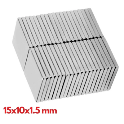 20 Adet 15x10x1.5 mm Köşeli Neodyum Mıknatıs N35 Magnet Dayanıklı Nikel Kaplama