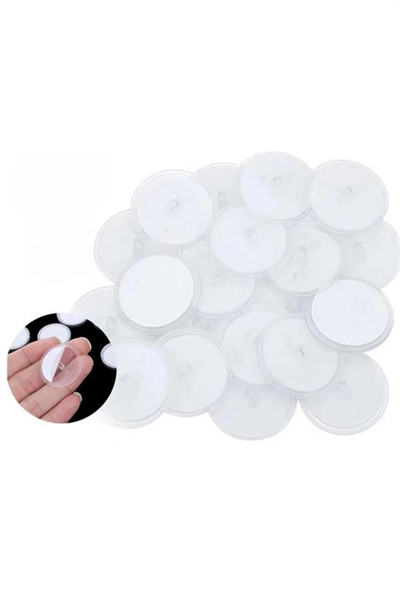 20 Adet Şeffaf Yuvarlak 3 Cm Çaplı Güçlü Disk Yapışkanlar Bx40