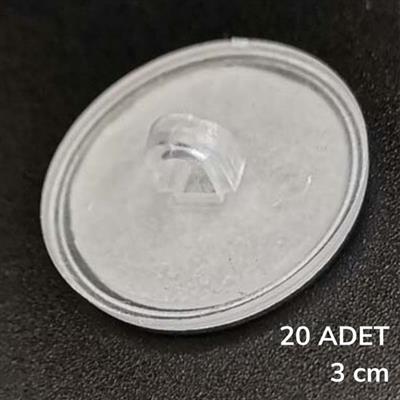 20 Adet Şeffaf Yuvarlak 3 Cm Çaplı Güçlü Disk Yapışkanlar (3936)