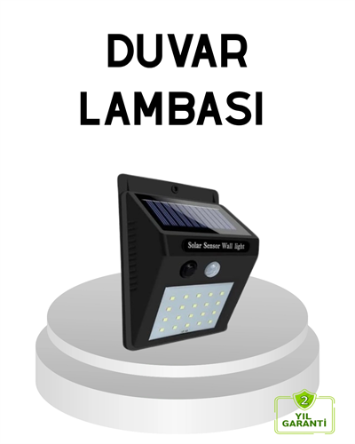 20 LED Güneş Paneli Aydınlatma – Fotoselli ve Hareket Algılamalı Dış Mekan Duvar Lambası