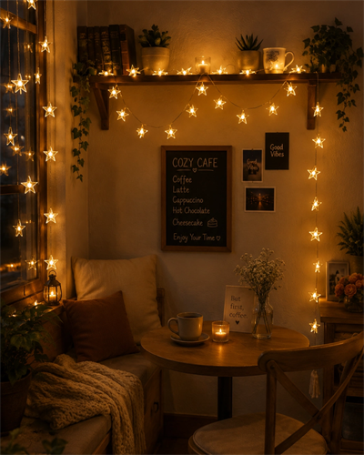 20 LED Yıldız Işık Zinciri Günışığı Beyaz Dekoratif Süs Lambası