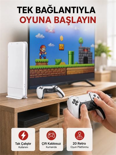 20.000 Klasik Oyun Dahili Kablosuz Kontrollü Oyun Kutusu