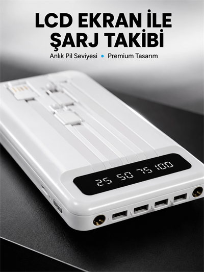 20.000mAh Taşınabilir Powerbank PD Teknolojili Çift USB Çıkışlı Yeni Nesil