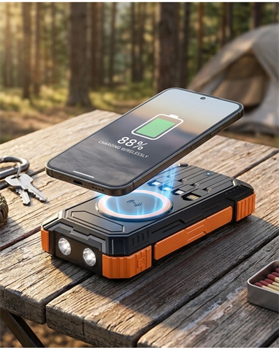 20000 mAh Powerbank Güneş Enerjili Kablosuz Şarj Hızlı Şarj Taşınabilir Batarya