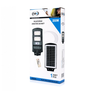 200w - 6500k Solar - Güneş Enerjili Sokak Lambası - Armatür Sensörlü Bahçe-balkon-sokak Ars-348965 Bx40