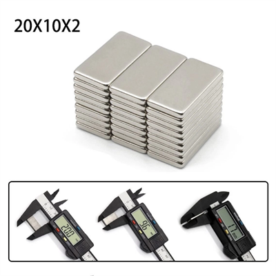 20×10×2 mm N35 Neodyum Mıknatıs – Köşeli, Nikel Kaplama (50’li Set)